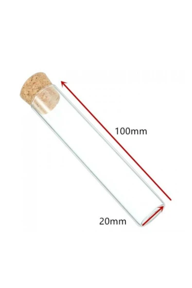 Mantar Tıpalı Cam Tüp Şişe 10 cm 5 Adet