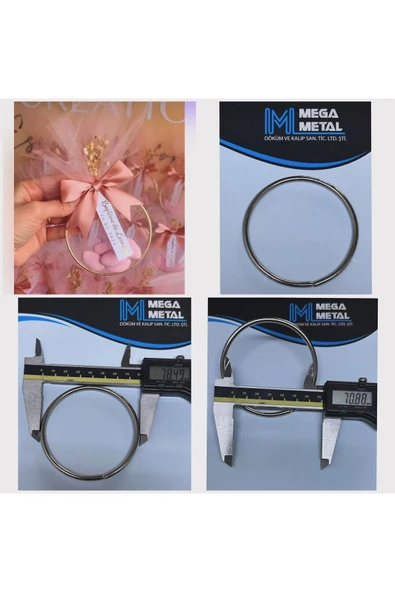 7 cm Yuvarlak Halka 100 adet  (GOLD Renk) nikah şekeri süslemesi halka aksesuar - 5