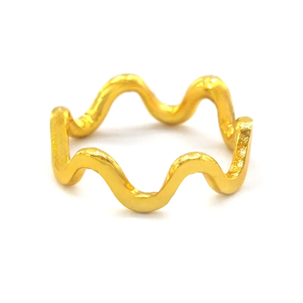 Çelik Yüzük Kadın Altın Kaplama Zigzag Ajda YZK-457 - 3