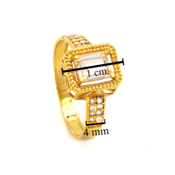 Çelik Baget Yüzük Altın Kaplama Taşlı Kenar YZK-453 - 4