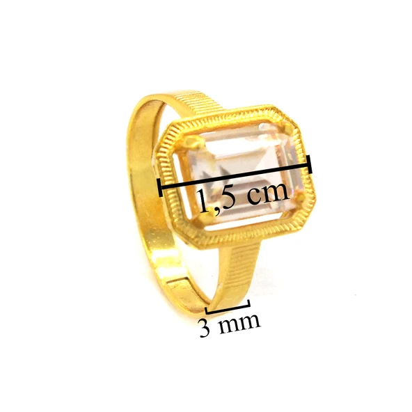 Çelik Baget Yüzük Altın Kaplama YZK-443 - 5