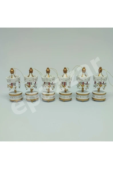 Krem Ahşap Mini Atlı Karınca 6lı Set Nostaljik Ahşap El Yapımı Atlı Karınca Dekoratif 6'lı Süsler - 3