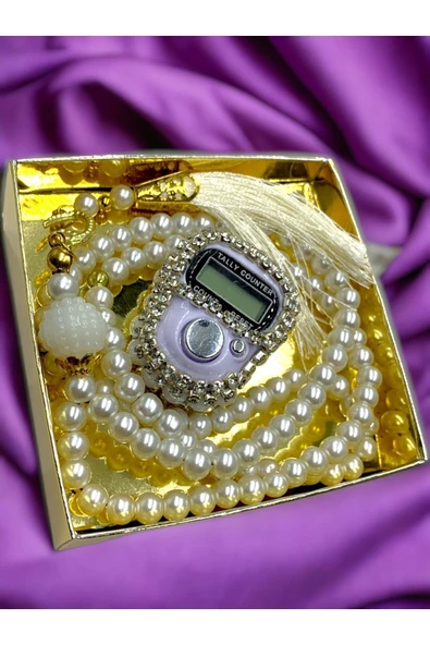 Hediyelik Taşlı Zikirmatik Ve Tesbih Seti Kutulu