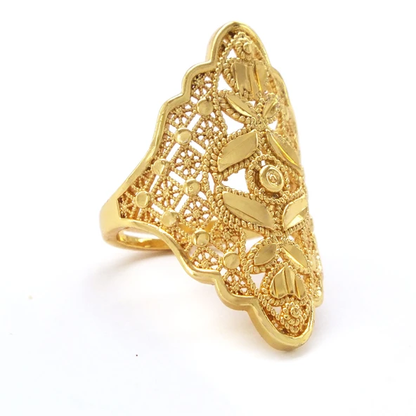 Çelik Yüzük Kadın Altın Kaplama Dorika Toplu Kaburga YZK- 468 - 3