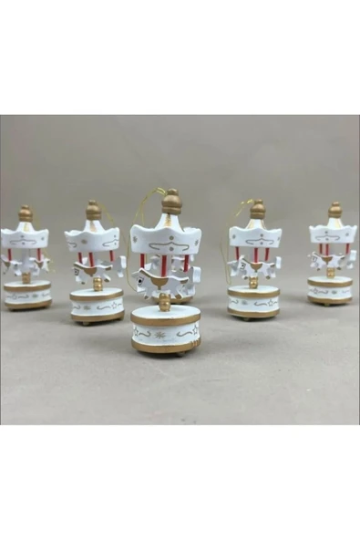 Krem Ahşap Mini Atlı Karınca 6lı Set Nostaljik Ahşap El Yapımı Atlı Karınca Dekoratif 6'lı Süsler - 2