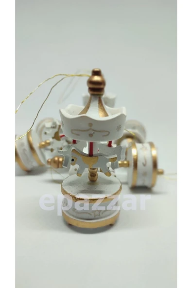 Krem Ahşap Mini Atlı Karınca 6lı Set Nostaljik Ahşap El Yapımı Atlı Karınca Dekoratif 6'lı Süsler - 6