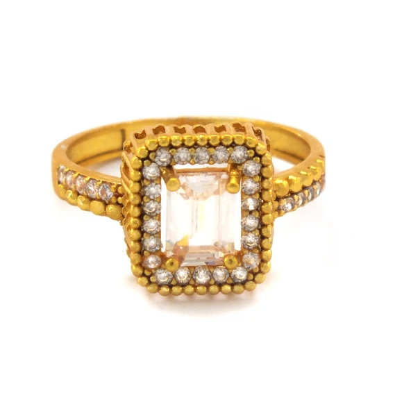 Çelik Baget Yüzük Altın Kaplama Taşlı KenarYZK-445 - 5