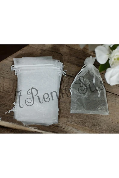 Yasin Tesbih Hediyelik Tül Kesesi,Havlu Kesesi 15x25 Cm 100 Adet Beyaz Kurdeleli Tül Kese