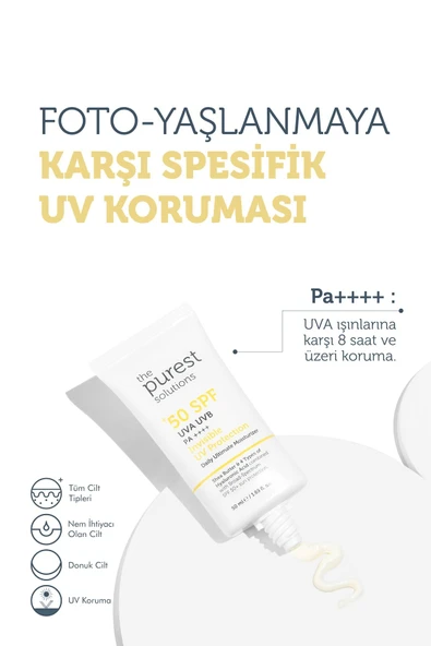 The Purest Solutions Yüksek Koruma ve Nemlendirici Etkili Güneş Koruyucu Krem SPF 50, 50 ml - 2