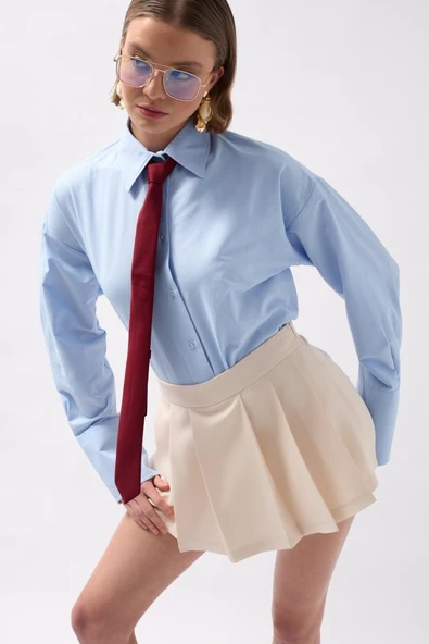 Pileli Mini Şort Etek - 3