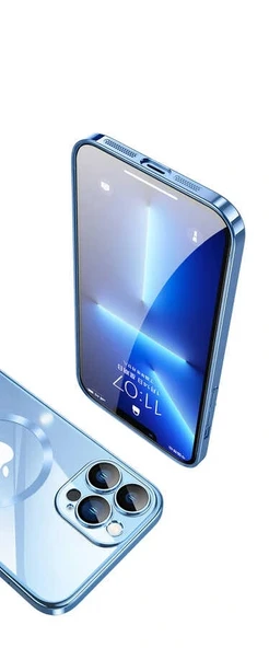 iPhone 13 Pro Max Kılıf Wireless Şarj Özellikli Sert PC Riksos M-safe Kapak - Resim 4