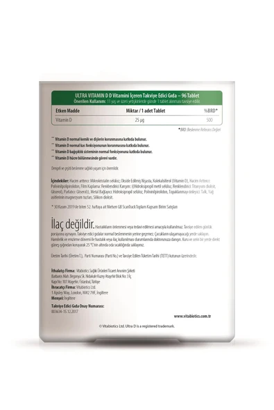 Vitabiotics Ultra Vitamin D D3 1000 IU 96 Tablet - 3