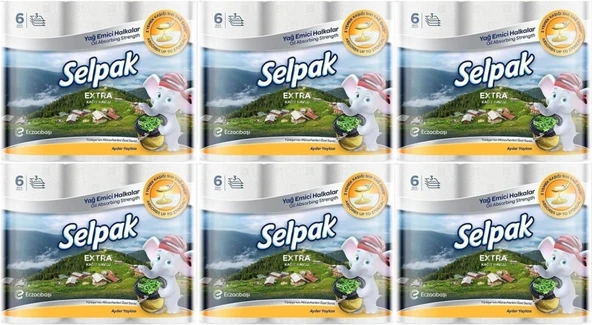 Selpak Kağıt Havlu (3 Katlı) 36 Lı Set Extra (6PK*6)