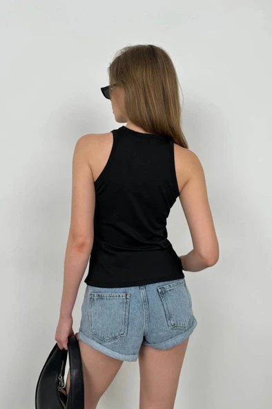 Halter Yaka Göğüs Detay Bluz - 4
