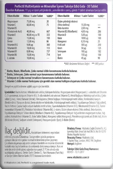 Perfectil Cilt, Saç ve Tırnak Vitamini 30 Tablet