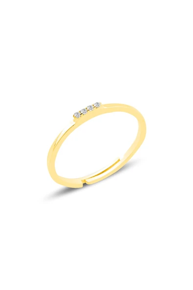 Gümüş altın yaldızlı zirkon taşlı ayarlamalı elegant gümüş yüzük SGTL10615GOLD ürün görseli