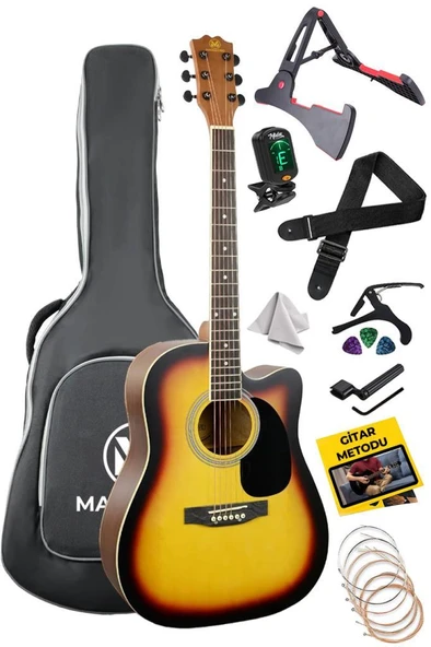 Maxword MCG-650SB Yüksek Kaliteli Ağaç Akustik Gitar Full Set