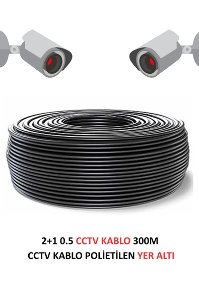 FURY 2+1 0.5mm Polietilen Yer Altı CCTV Kablo Güvenlik Kamera Kablosu 300m