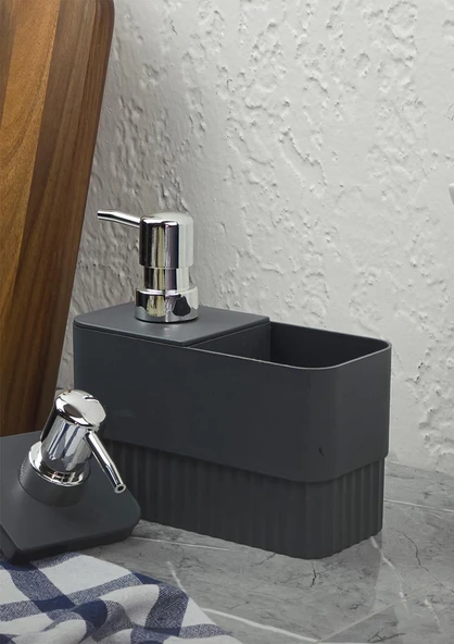 Çift Hazneli Sıvı Sabunluk - Plastik Mutfak Sabunluğu - 1 Litre - 7