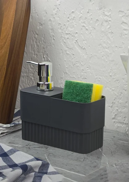 Çift Hazneli Sıvı Sabunluk - Plastik Mutfak Sabunluğu - 1 Litre - 6