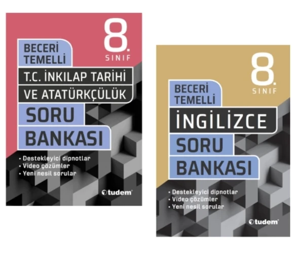 TUDEM YAYINLARI 8.SINIF LGS BECERİ TEMELLİ T.C İNKİLAP TARİHİ - İNGİLİZCE SORU BANKASI ürün görseli