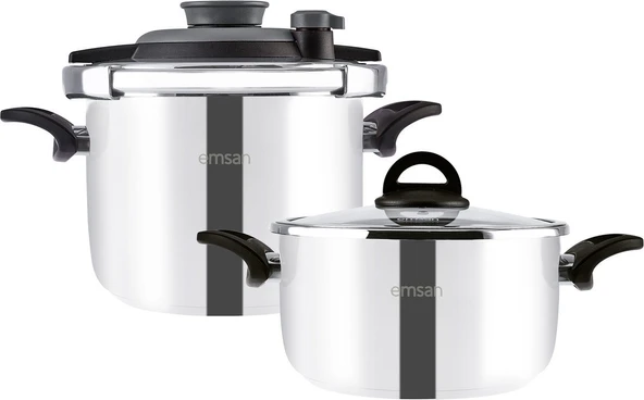 Emsan Vera Düdüklü Tencere Seti 4+6 Lt Siyah - Resim 2
