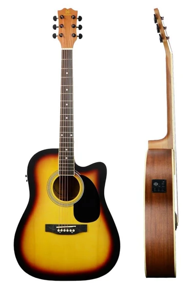 Maxword MCG-750SB Yüksek Kaliteli Ağaç Ekolayzerli Elektro Akustik Gitar Full Set - 3