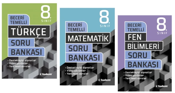 TUDEM YAYINLARI 8.SINIF LGS BECERİ TEMELLİ TÜRKÇE - MATEMATİK - FEN BİLİMLERİ - SORU BANKASI ürün görseli