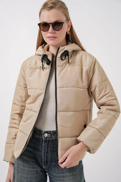 5117 Kapşonlu Şişme Mont - D.Vizon - 2