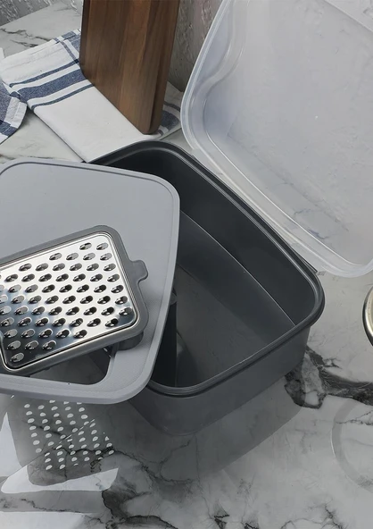 Rendeli Saklama Kabı - Masal Plastik Saklama Kabı - 4500 ML, Gri - 3