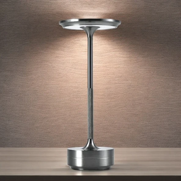 CT-8438 Toronto Gümüş şarjlı masa lambası aydınlatma dokunmatik dimmer 3 farkli renk ayari ışık lamba ofis çalışma - 3
