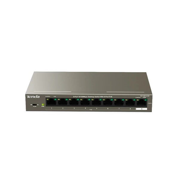 TENDA TEF1109P-8-63W 8 PORT 10/100 1 UPLI POE SWIT ürün görseli