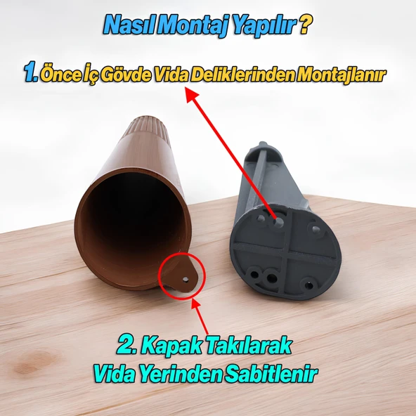 Ahşap Desenli Ayak Açılı Konik 12 cm Mobilya Yükseltici Baza Ayağı Koltuk Kanepe Altı Ayak 4 Adet - 2