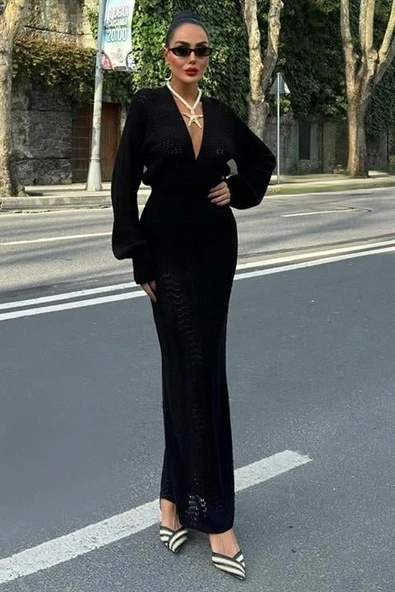 Laura Derin Dekolte Kroşe Elbise 2712-0025