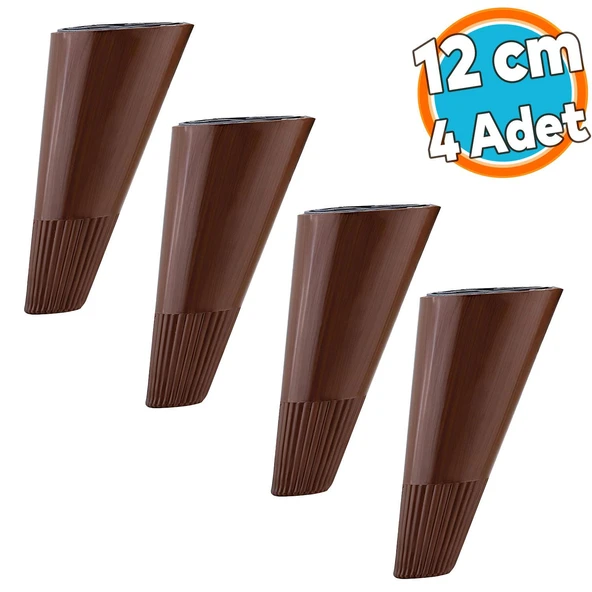 Ahşap Desenli Ayak Açılı Konik 12 cm Mobilya Yükseltici Baza Ayağı Koltuk Kanepe Altı Ayak 4 Adet
