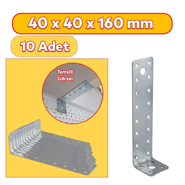10 ADET Mobilya Dolap Duvar Sabitleme Metal Köşebent 40x40x160 mm Bağlantı Aparatı L Demiri Gönye - Resim 6
