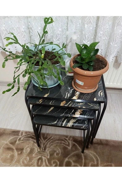 Teknor 4'lü Zigon Sehpa Metal Statik Siyah Ayaklı - 6