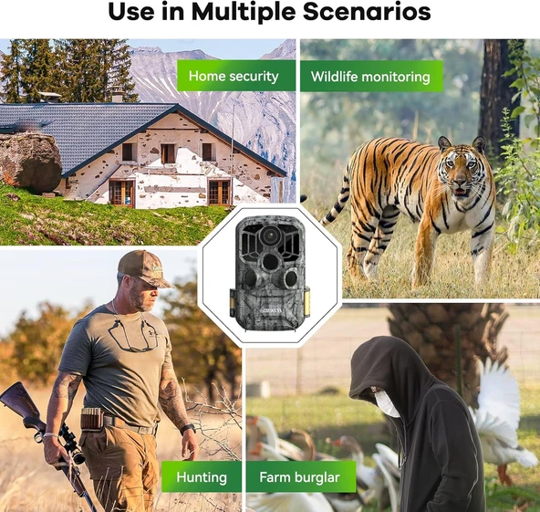 Fotokapan Gece Görüşlü 4K 48MP Av Kamerası 0.1s Tetik Hareket Aktif - 6
