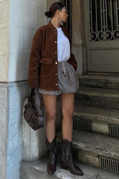Livia Astarlı Suni Kürk Ceket 6109-08 - 2