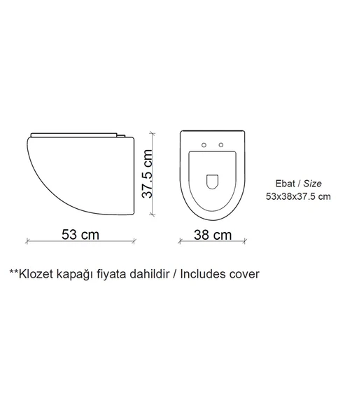 LENA ASMA KLOZET KAPAK DAHİL ET-H203AS2 SİYAH-ALTIN - 2