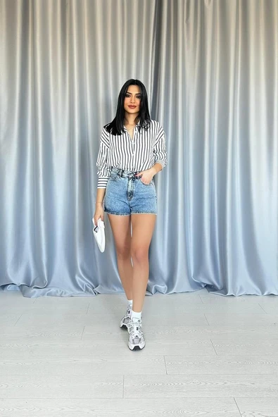 Lacivert Çizgili Gömlek ürün görseli