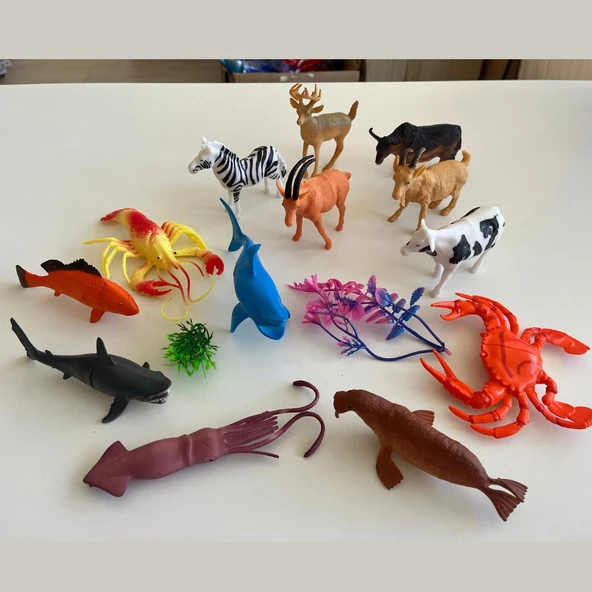 Hayvanlar Alemi Seti 15 Parçalı Full Set Deniz Hayvanları ve Kara Hayvanları - Resim 3
