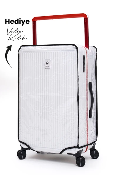 Elatae Vouge Exclusive Ultra Strong 2'li Valiz Seti Orta Boy - Kabin Boy Beyaz V10737 - Resim 7