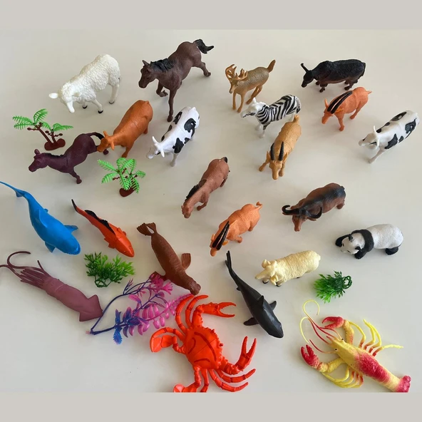 Hayvanlar Alemi Seti 28 Parçalı Full Set Deniz Hayvanları ve Kara Hayvanları