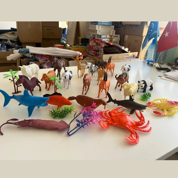 Hayvanlar Alemi Seti 28 Parçalı Full Set Deniz Hayvanları ve Kara Hayvanları - 6