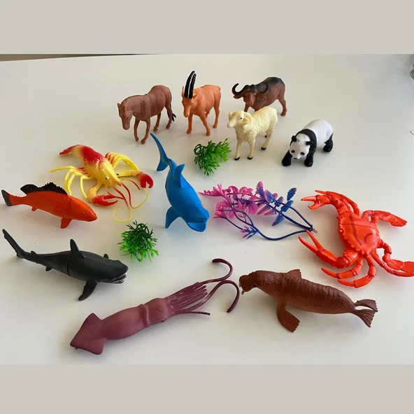 61408809 Hayvanlar Alemi Seti 15 Parçalı Full Set Deniz Hayvanları ve Kara Hayvanları ürün görseli