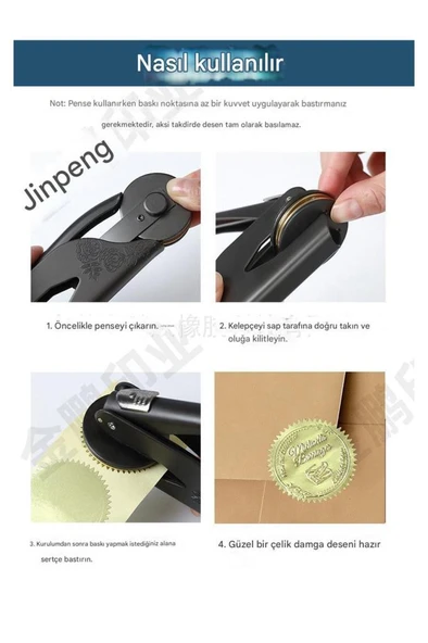 Soğuk Mühür Kabartma Damga Çelik Baskı Presi Lastik Sap Antrasit - Resim 5