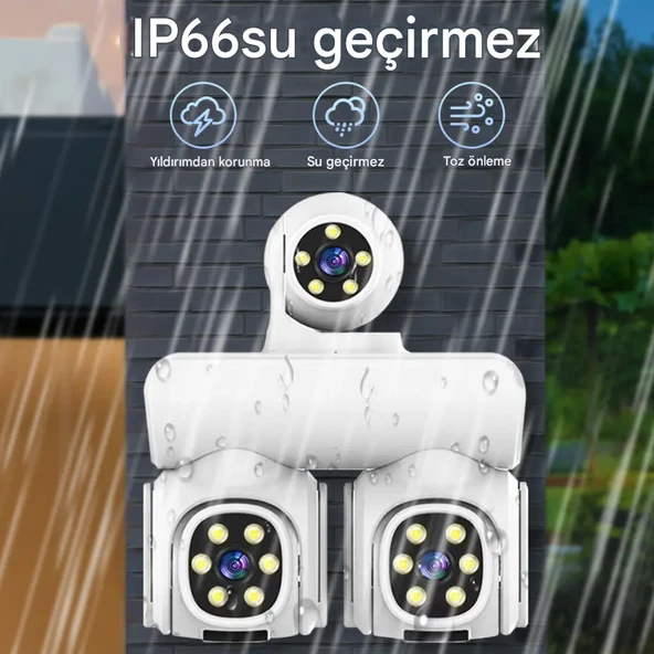 QASUL Yeni 9MP UHD 3 Ekran Kablosuz WiFi Ağ Video Gözetim  4K 360 Derece WiFi Güvenlik Kamerası - 8