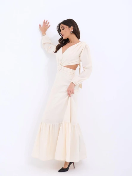 7408 ELBİSE-BEJ - Resim 2