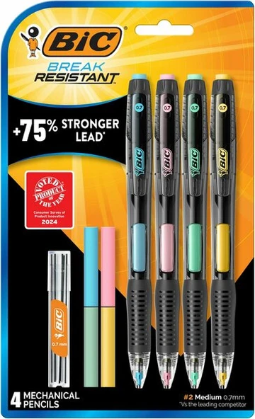 BİC BREAK RESISTANT VERSATİL KALEM 4 KALEM +4 SİLGİ+6'LI MİN
